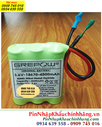 Pin sạc 3.6v-18670-4500mAh, Pin sạc NiMh 3.6v-18670-4500mAh, Pin Grepow 3.6v-18670-4500mAh